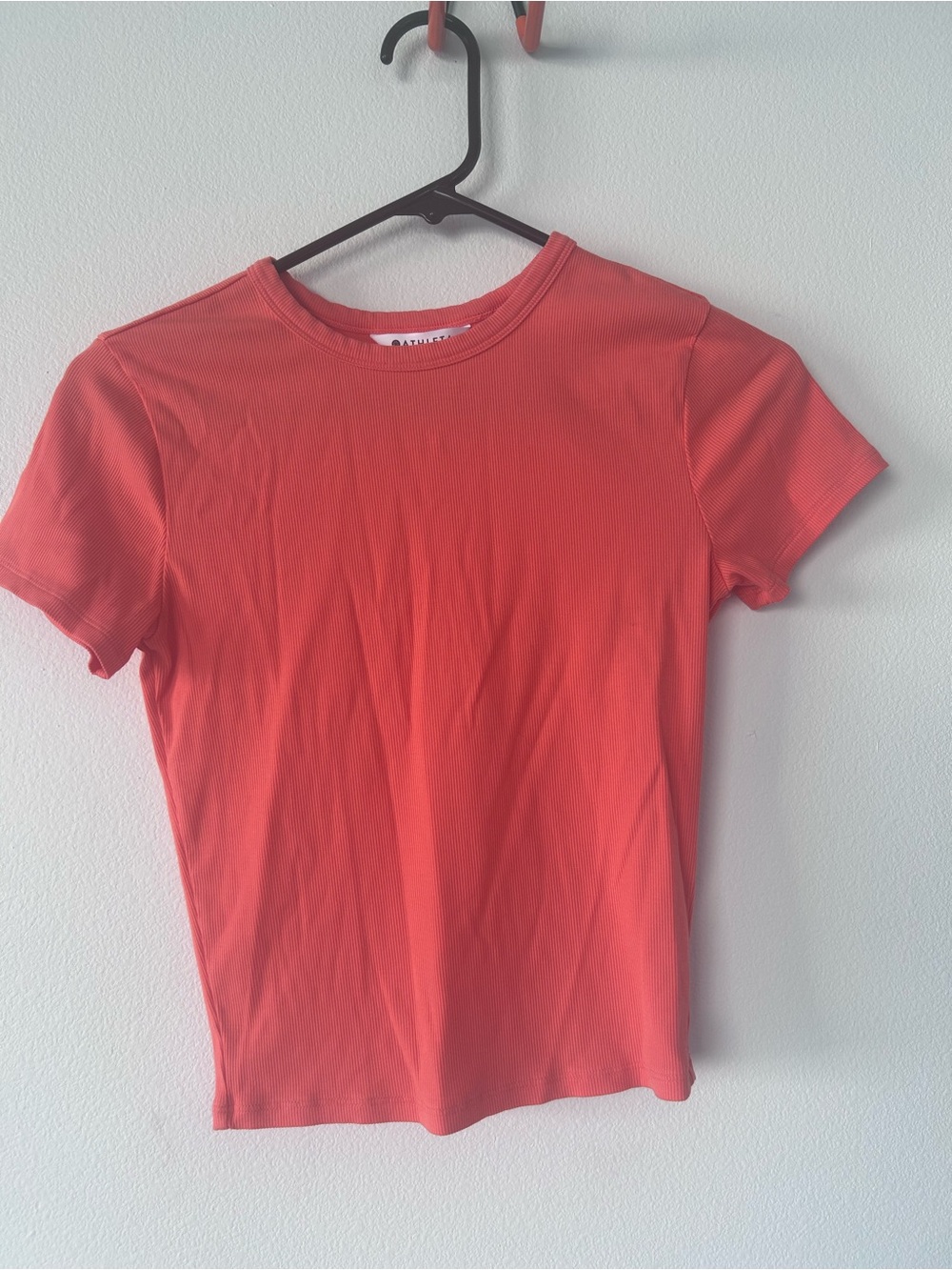 NWOT Athleta Signature Short-Sleeve Ribbed Cropped Orange Tee Size XS